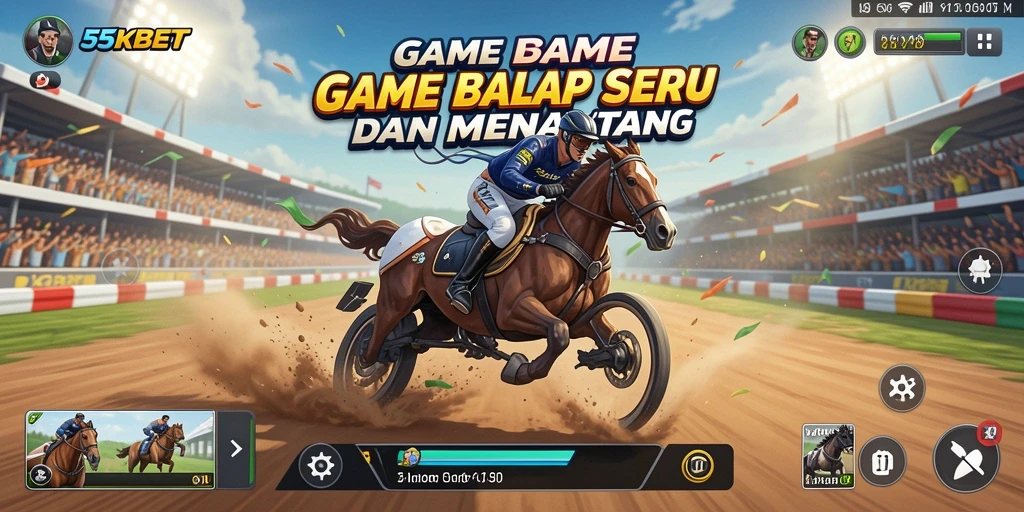 Tampilan gameplay balap yang mendebarkan di 55KBET.