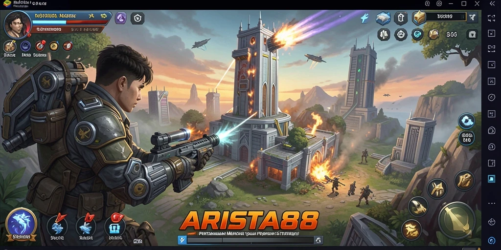 Tampilan gameplay seru dari ARISTA88 dalam mode Tower Defense.