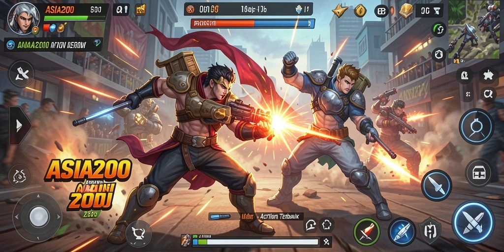 Tampilan gameplay ASIA200 yang mendebarkan dengan aksi cepat.