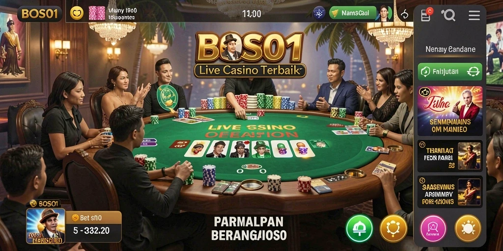 Tampilan gameplay Live Casino yang mengasyikkan di BOS01.