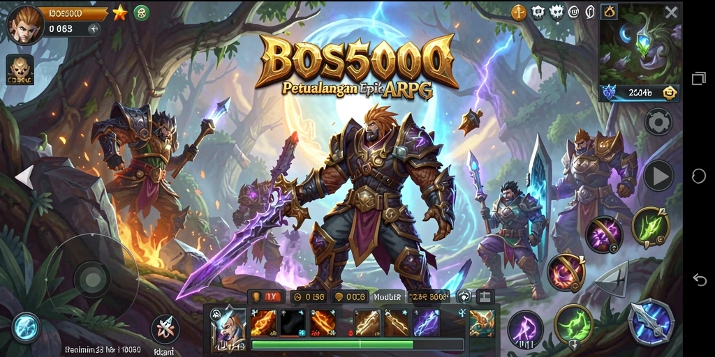 Tampilan gameplay epik dalam dunia ARPG BOS5000.