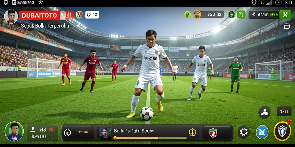 Tampilan gameplay DUBAITOTO yang seru di lapangan sepak bola.