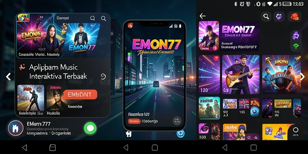 Tampilan gameplay interaktif EMON77 dengan musik dan tantangan.