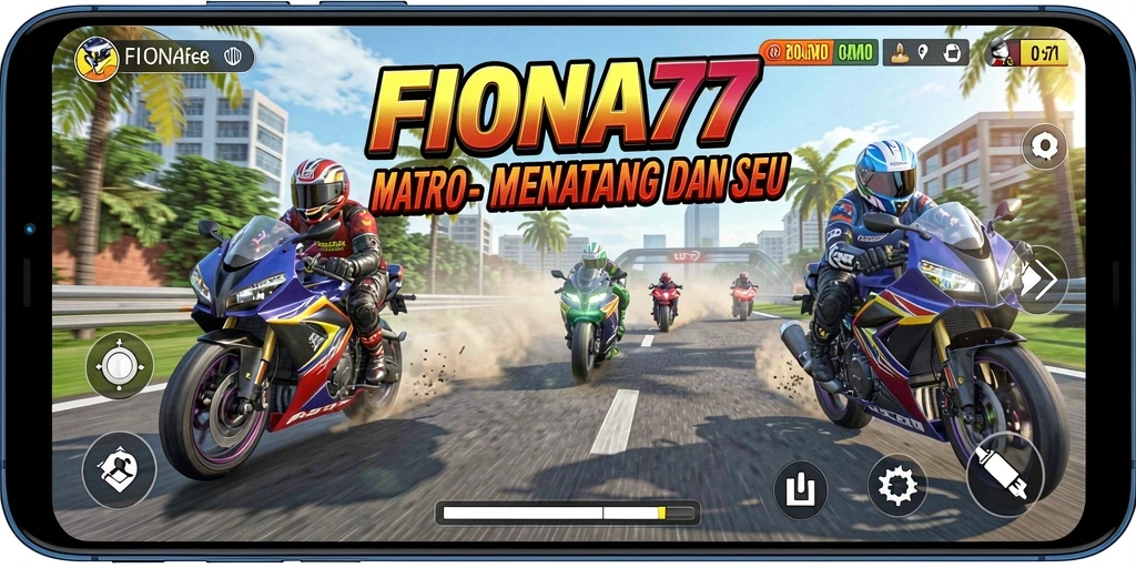 Tampilan gameplay menakjubkan dari FIONA77 saat balapan motor.