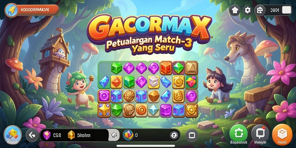 Screenshot GACORMAX menampilkan gameplay seru dalam kategori Match-3.