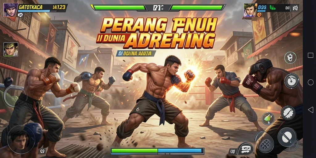 Tangkapan layar menunjukkan momen pertarungan epik dalam GATOTKACA123.