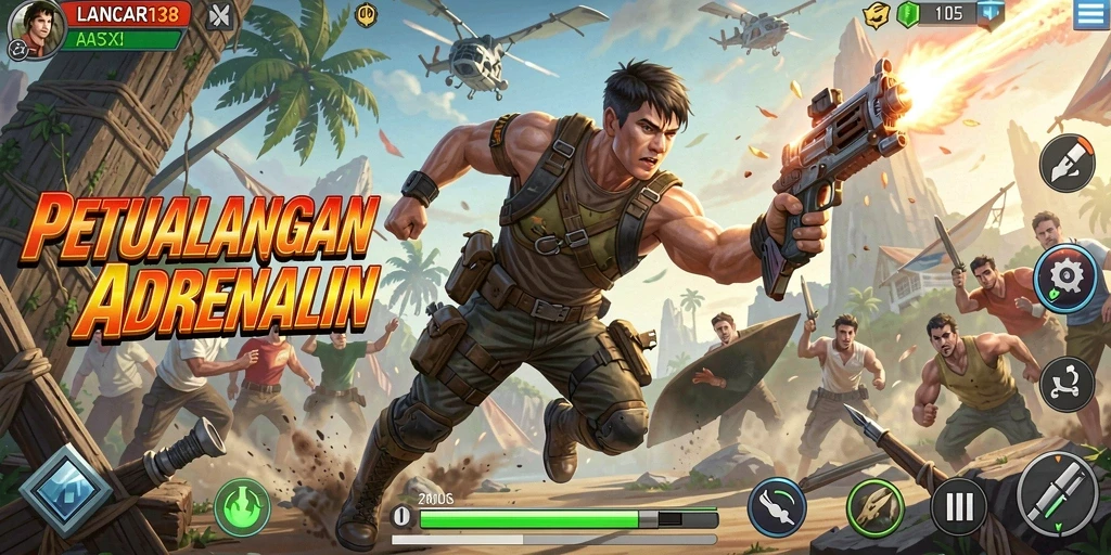 Tampilan screenshot dari gameplay aksi LANCAR138 yang intens dan seru.