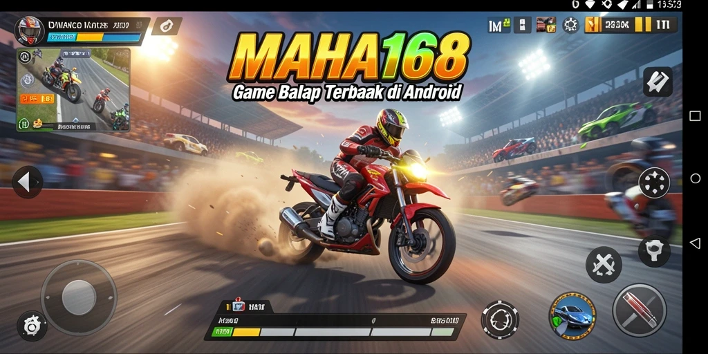 Tampilan gameplay balap yang seru dan menantang di MAHA168.