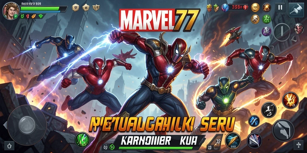 Screenshot gameplay dari MARVEL77 yang menampilkan aksi seru di medan perang.
