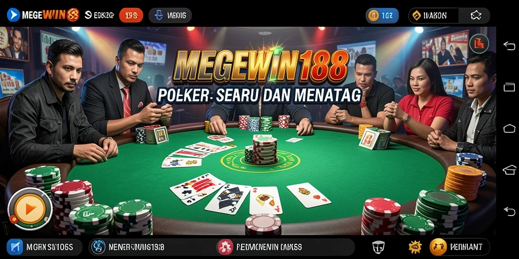 Gameplay menarik dari MEGEWIN188 dengan suasana Poker yang mendebarkan.
