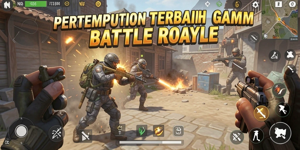 Screenshot N06 menampilkan aksi seru dalam pertempuran Battle Royale.