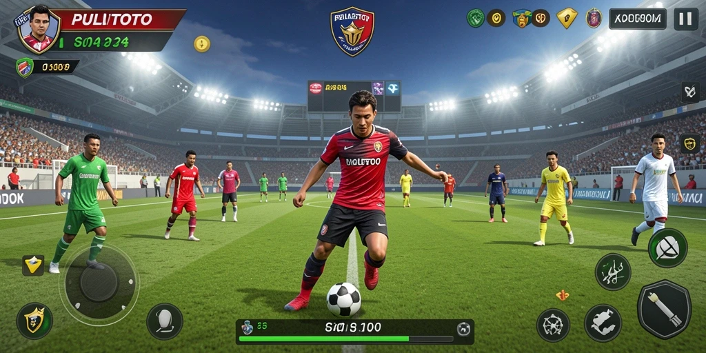 Gameplay seru PULITOTO dengan momen-momen dramatis dalam sepak bola.
