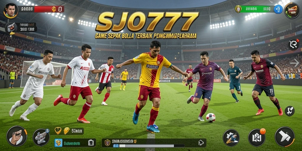 Screenshot gameplay SJO777 yang menampilkan aksi seru sepak bola.