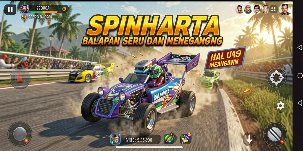 Tampilan gameplay SPINHARTA yang seru dan memukau.
