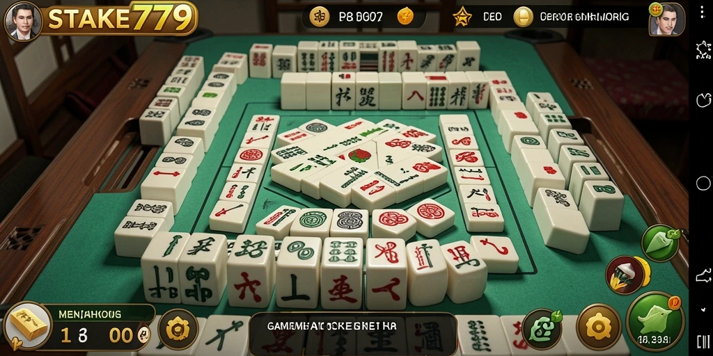 Screenshot gameplay STAKE779 dengan tampilan papan Mahjong yang menarik.