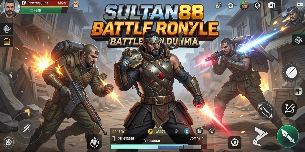 Tangkapan layar utama SULTAN88 menampilkan aksi pertempuran Battle Royale yang intens.