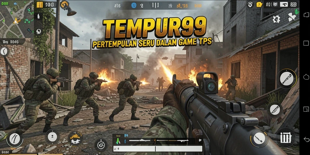 Gameplay seru di TEMPUR99 dengan aksi tembak-menembak yang intens.