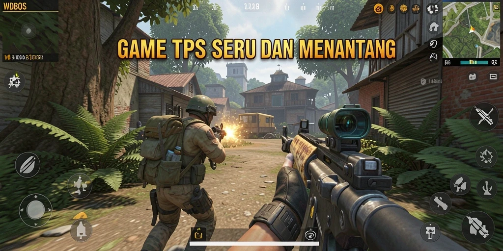 Tampilan gameplay seru dalam WDBOS yang menampilkan aksi tembak menembak.