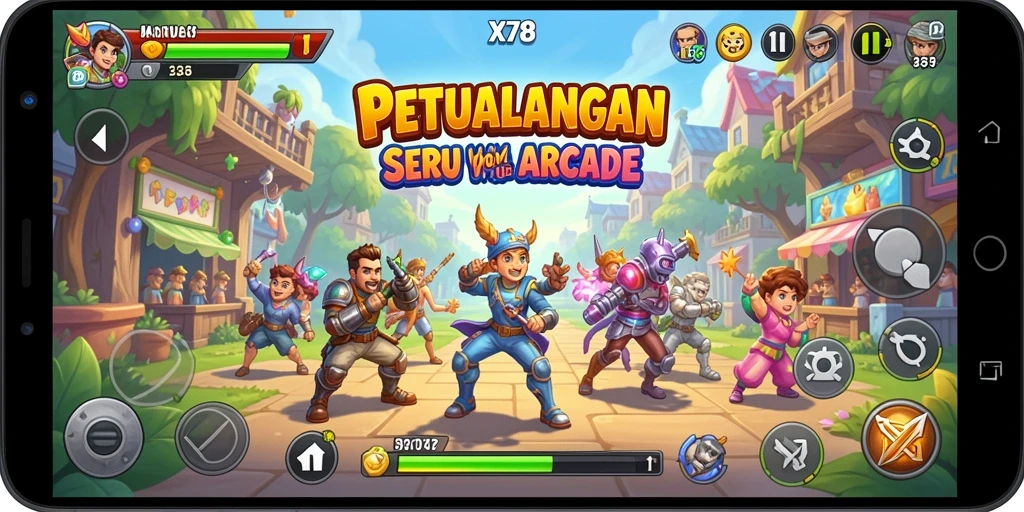 Screenshot utama X78 menampilkan aksi seru dalam gameplay Arcade yang mengasyikkan.