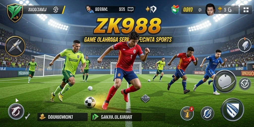 Tampilan gameplay seru dalam aplikasi ZK988 yang menawarkan berbagai mode olahraga.